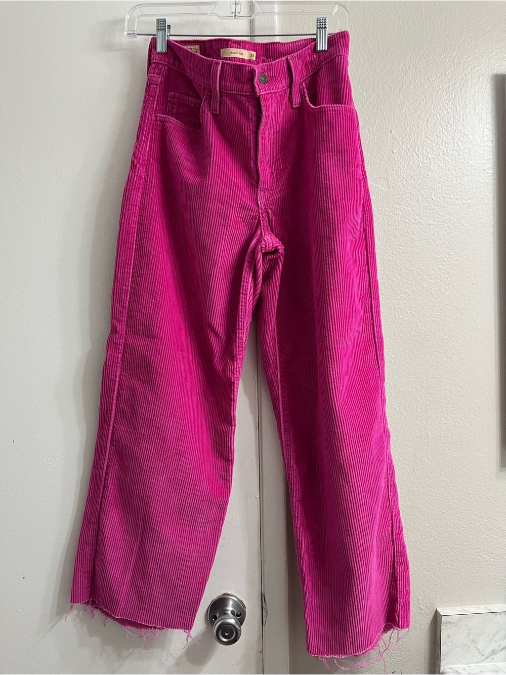 Levi's Hot Pink Corduroy Pants with Leather Patch